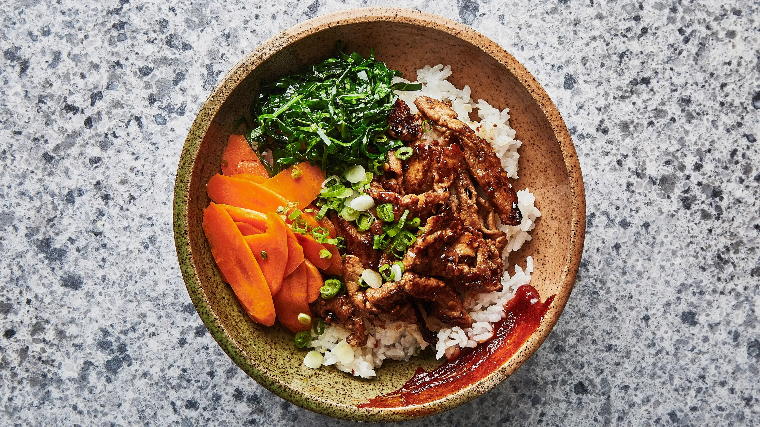 Cover for Spicy Pork Bowl With Greens and Carrots